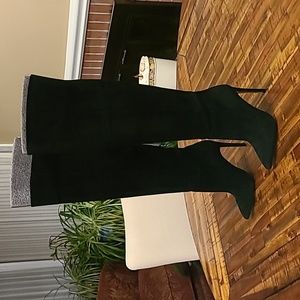 Black Suede Thigh High Boots by Aldo